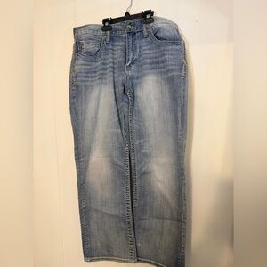 BKE Jake Bootcut Jeans Men’s 34S Light Wash Buckle Denim Distressed